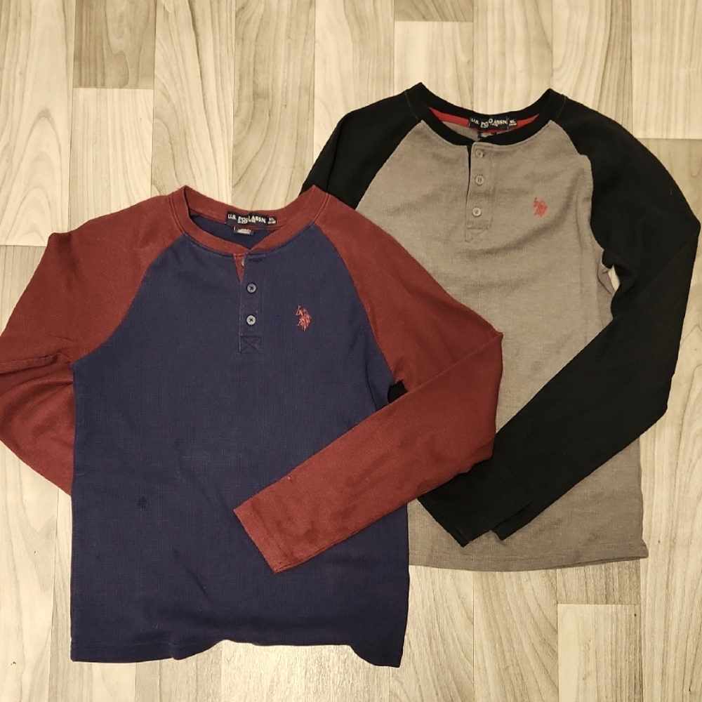 U.S. Polo Assn. Boys' Henley Long Sleeve Shirts, Bundle Of 2